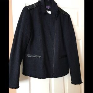 NWT NYDJ Navy and Black Tweed Leather Jacket 8